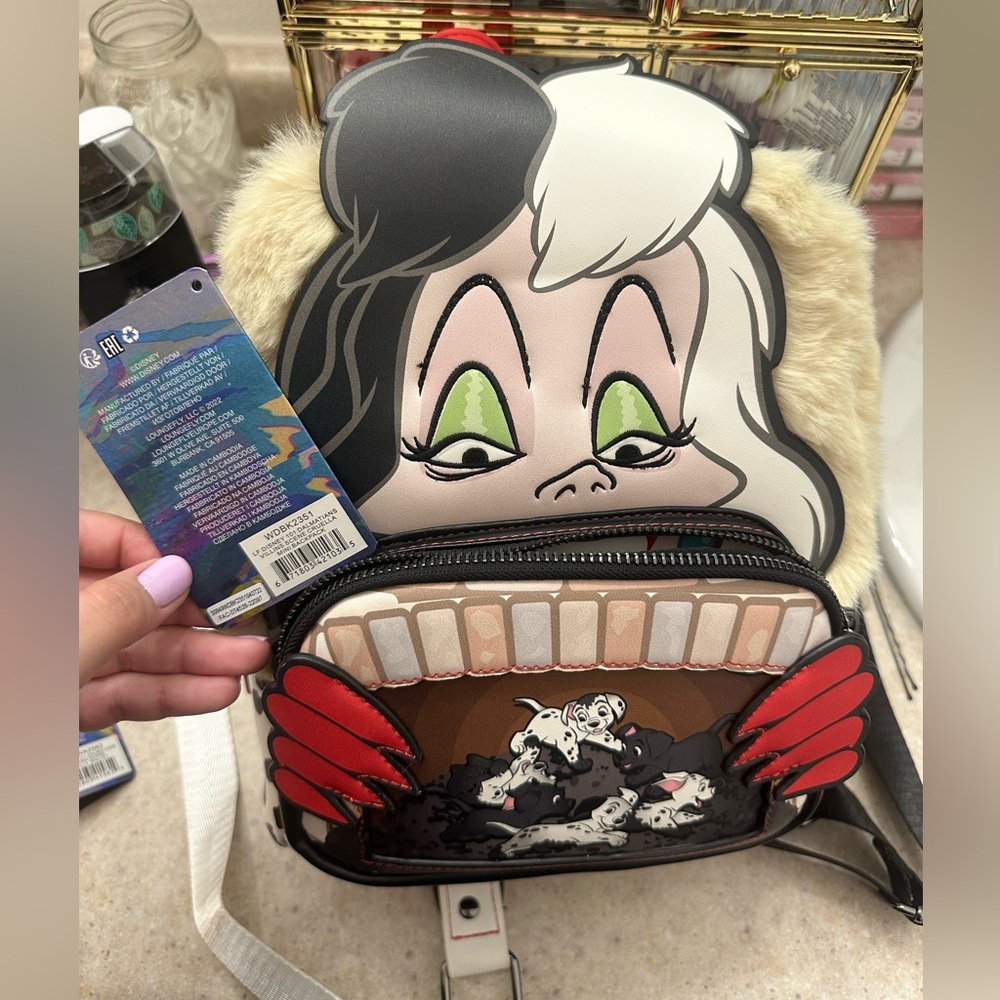 DISNEY LOUNGEFLY CRUELLA BACKPACK AND WALLET